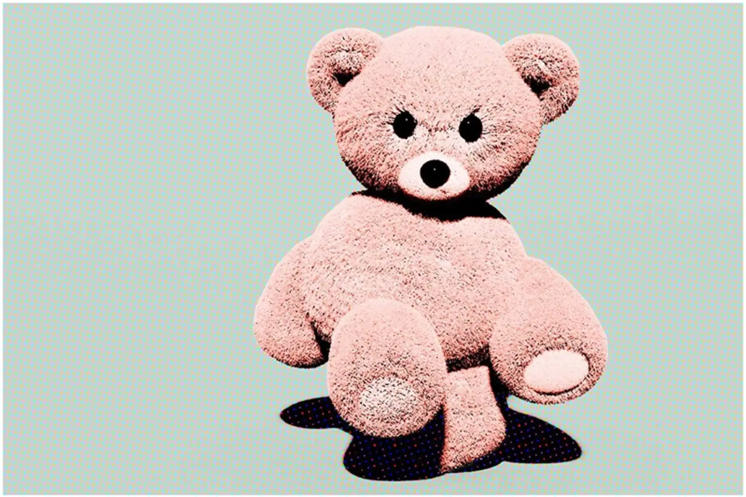 Key Visual für ein Start-up im Bereich Sportmanagement mit stilisiertem Teddybär auf farbigem Hintergrund.