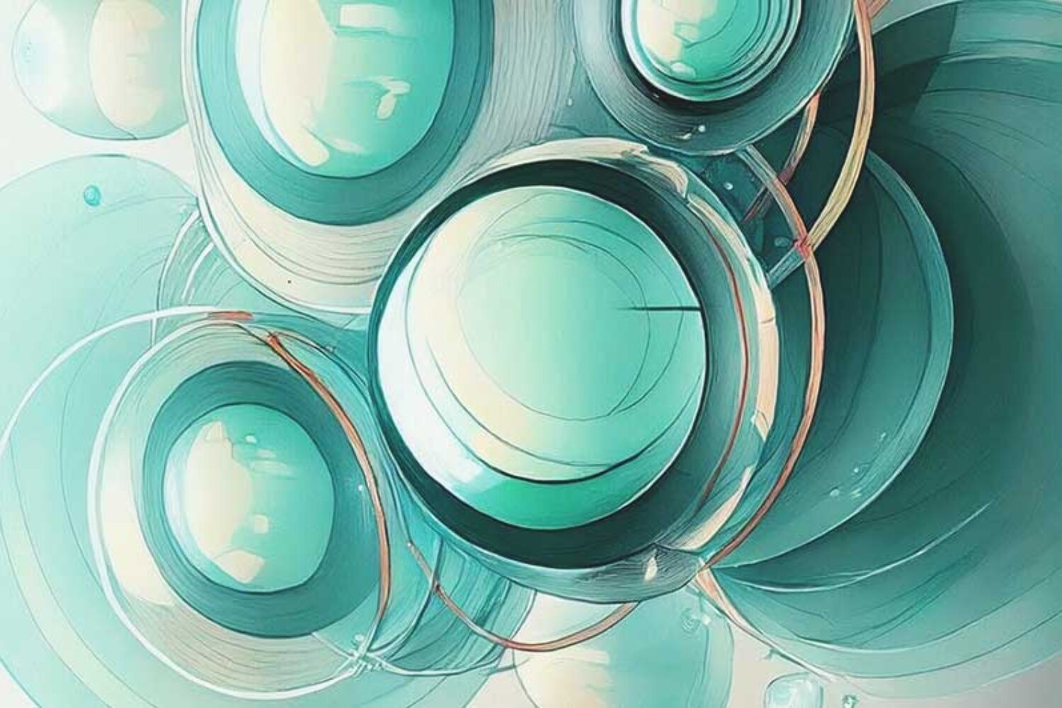 Illustration mehrerer vernetzter Glaskugeln auf hellem Hintergrund – Übersichtsbild für Blog von Rotmont.