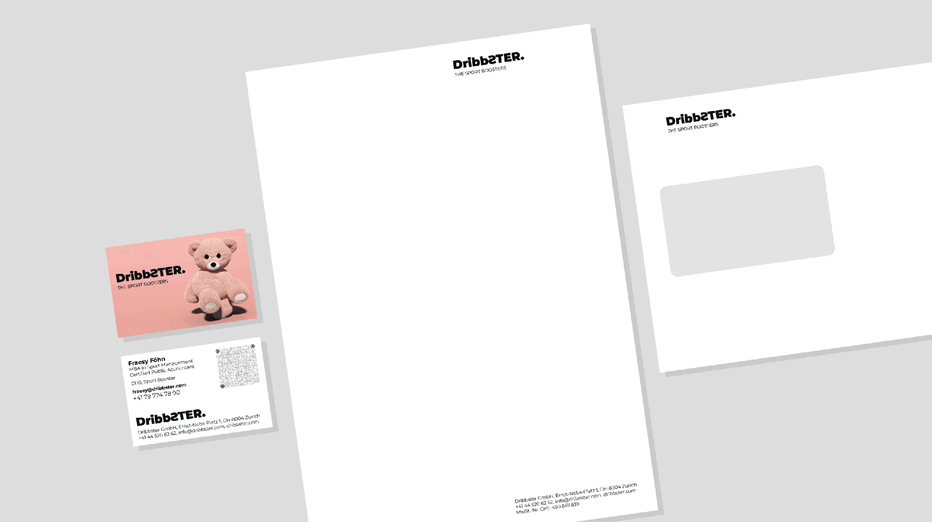 Corporate Design für Start-up DribbSTER: Geschäftspapiere und Visitenkarten für das Sportmanagement-Unternehmen.