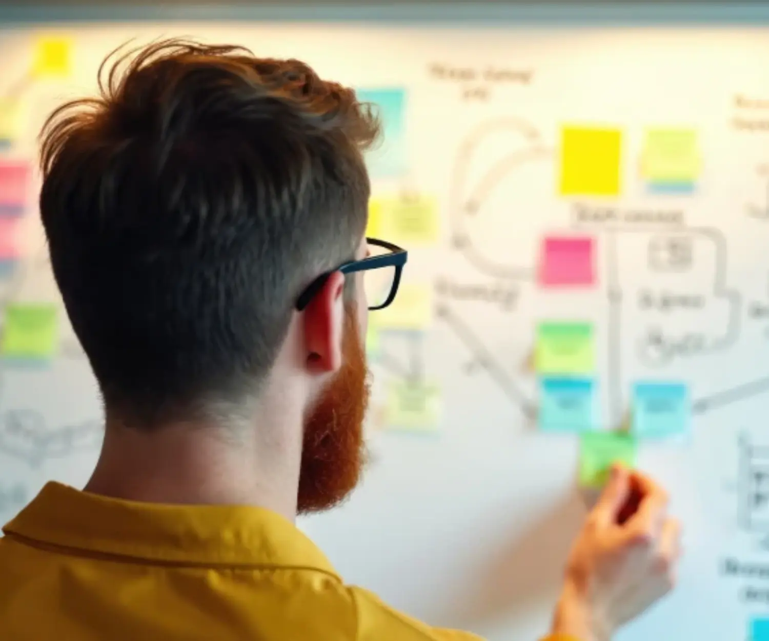 UX-Designer arbeitet an Whiteboard