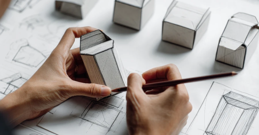 Verpackungsdesign wird in der Hand gehalten